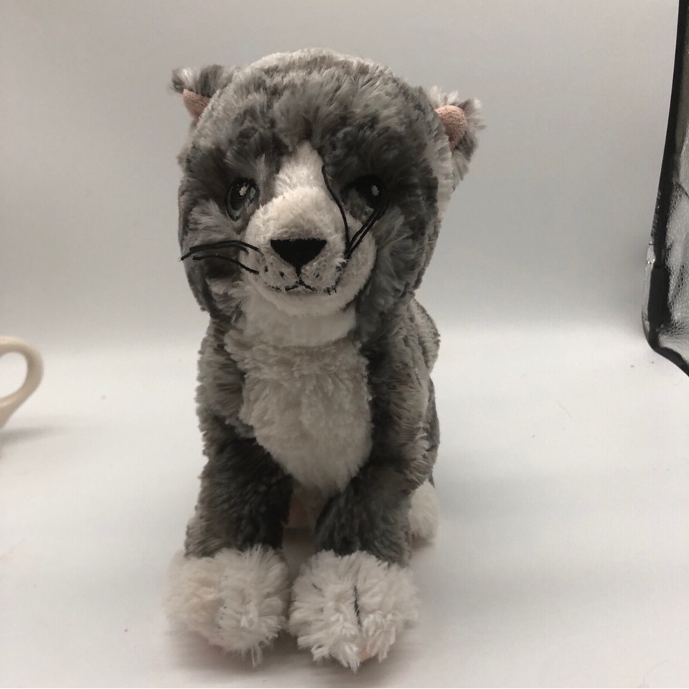IKEA Kitty Cat Plush Stuffed Animal Soft Toy Gray White Lilleplutt